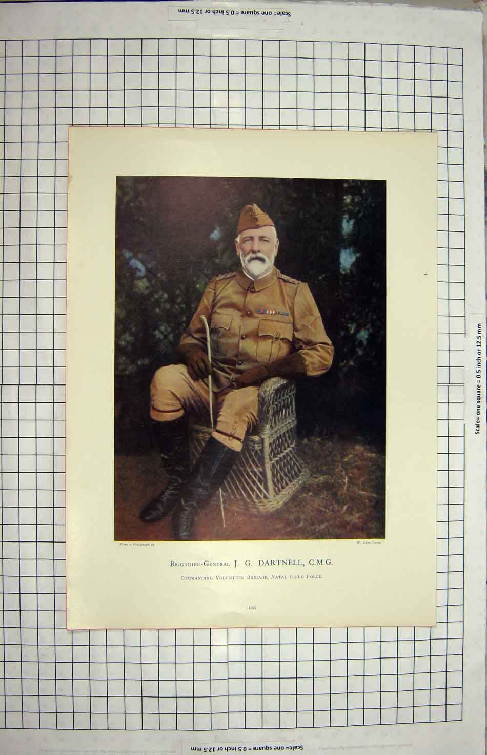 Old Antique Print Brigadier-General Dartnell Commanding Volunteer Brigade