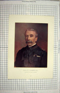 Original Old Antique Print General Chapman Commanding Troops Scotland War