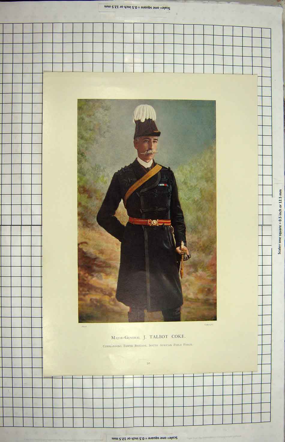 Original Old Antique Print Major-General Talbot Coke Tenth Brigade South Africa