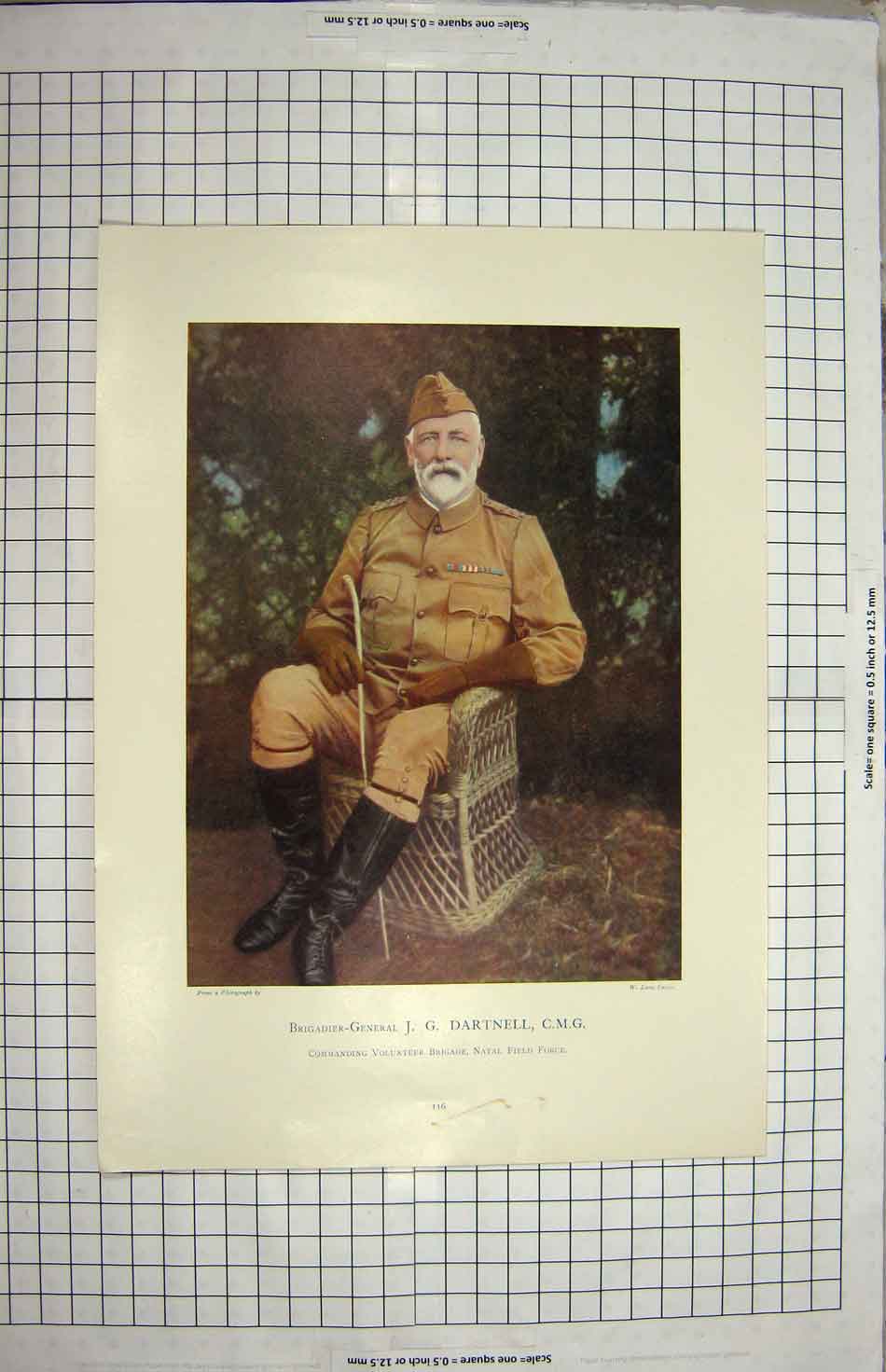 Old Print Ref.930 Brigadier-General Dartnell Commanding Volunteer Brigade