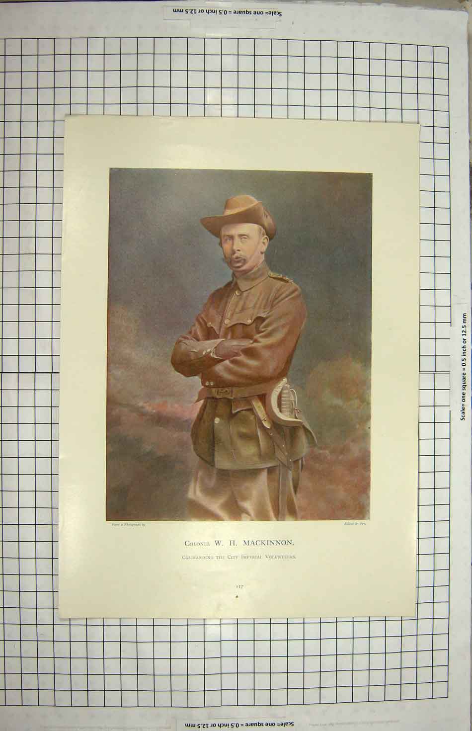 Old Antique Print Colonel Mackinnon City Commanding Imperial Volunteers