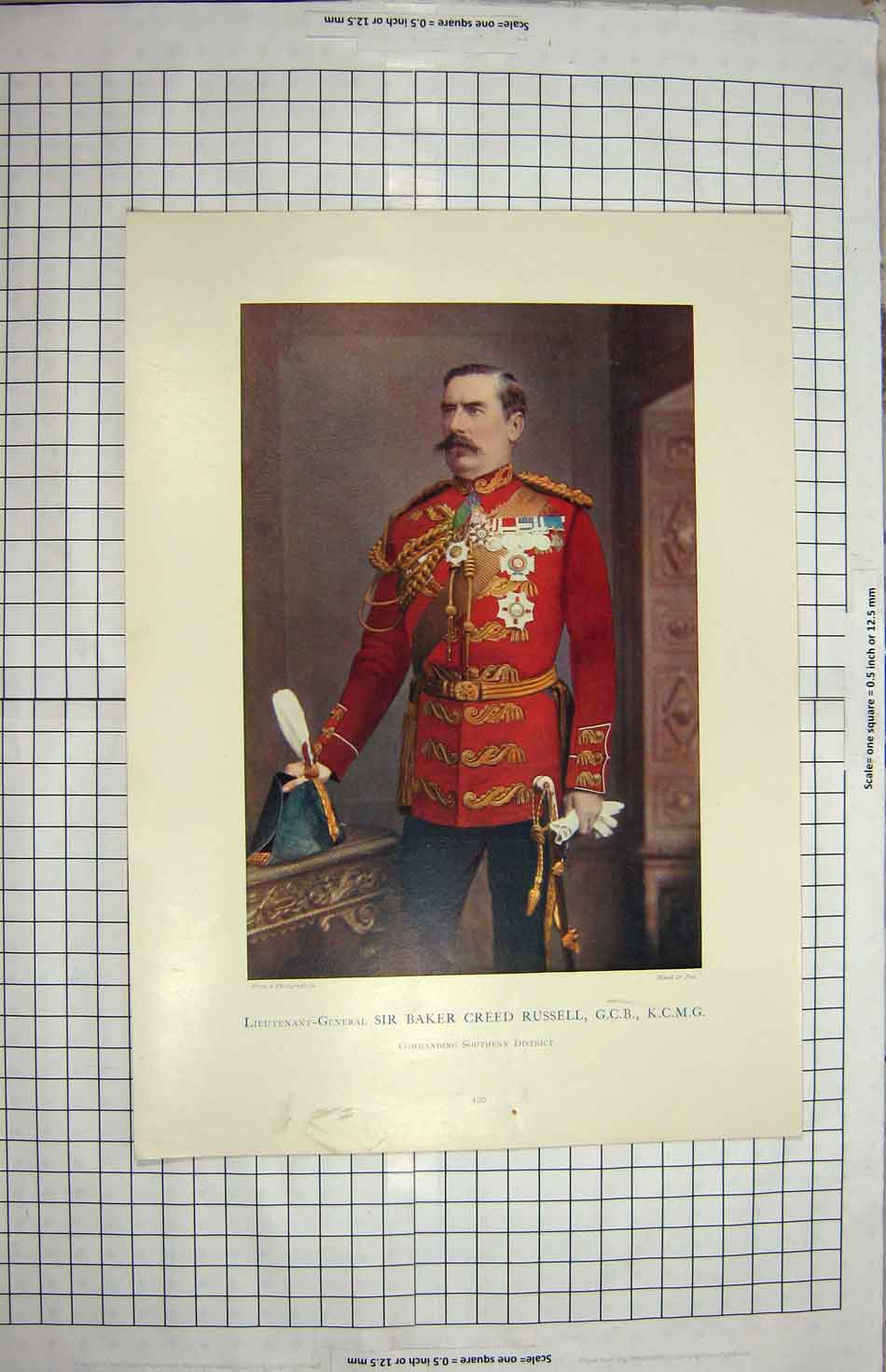 Antique Print Ref.931 Lieutenant-General Sir Baker Creed Russell Commanding