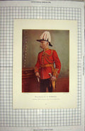 Original Old Antique Print Major-General Marshall Commanding Royal Artillery