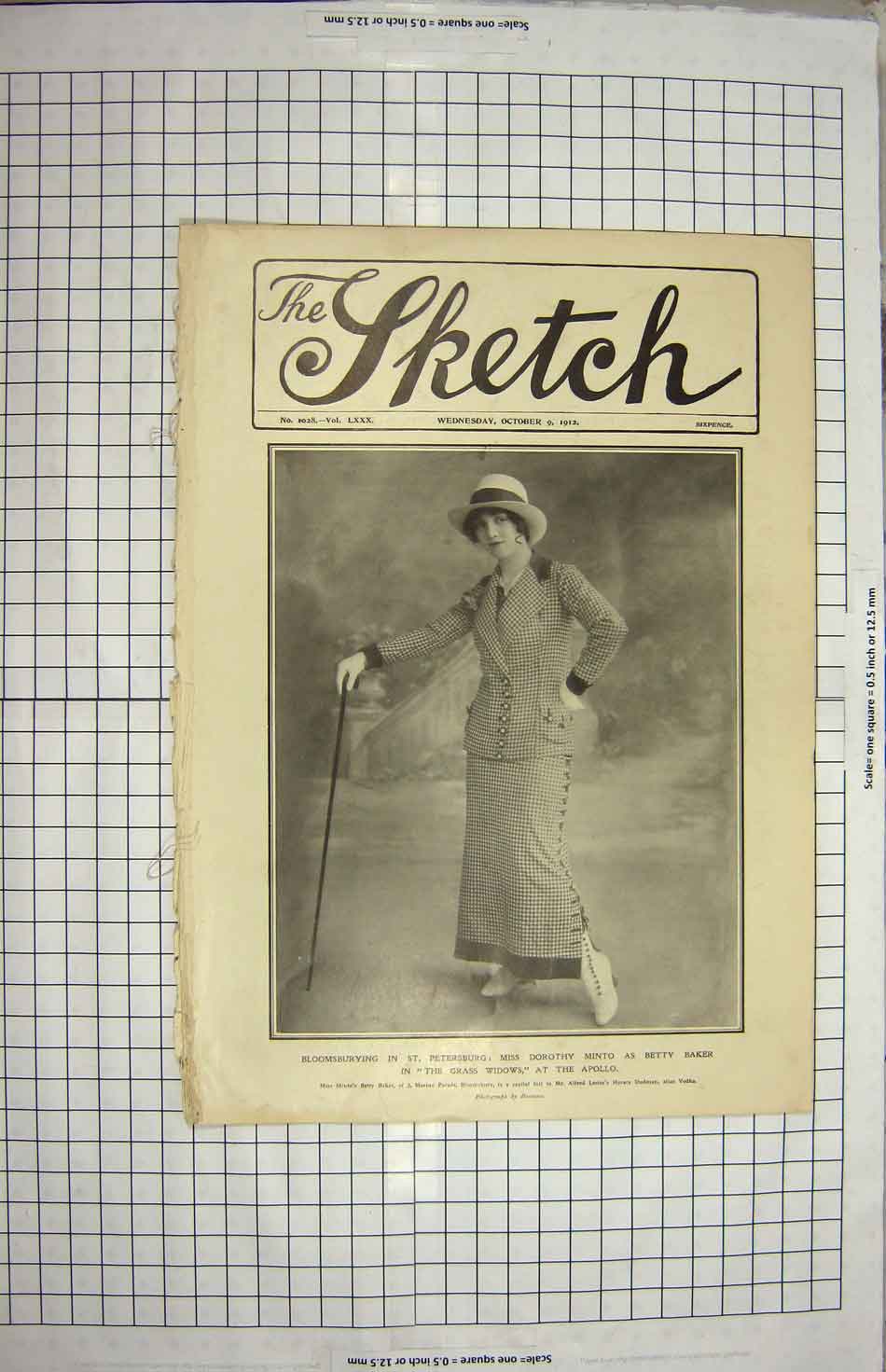 Original Old Antique Print 1912 Petersburg Dorothy Minto Theatre Widows Apollo