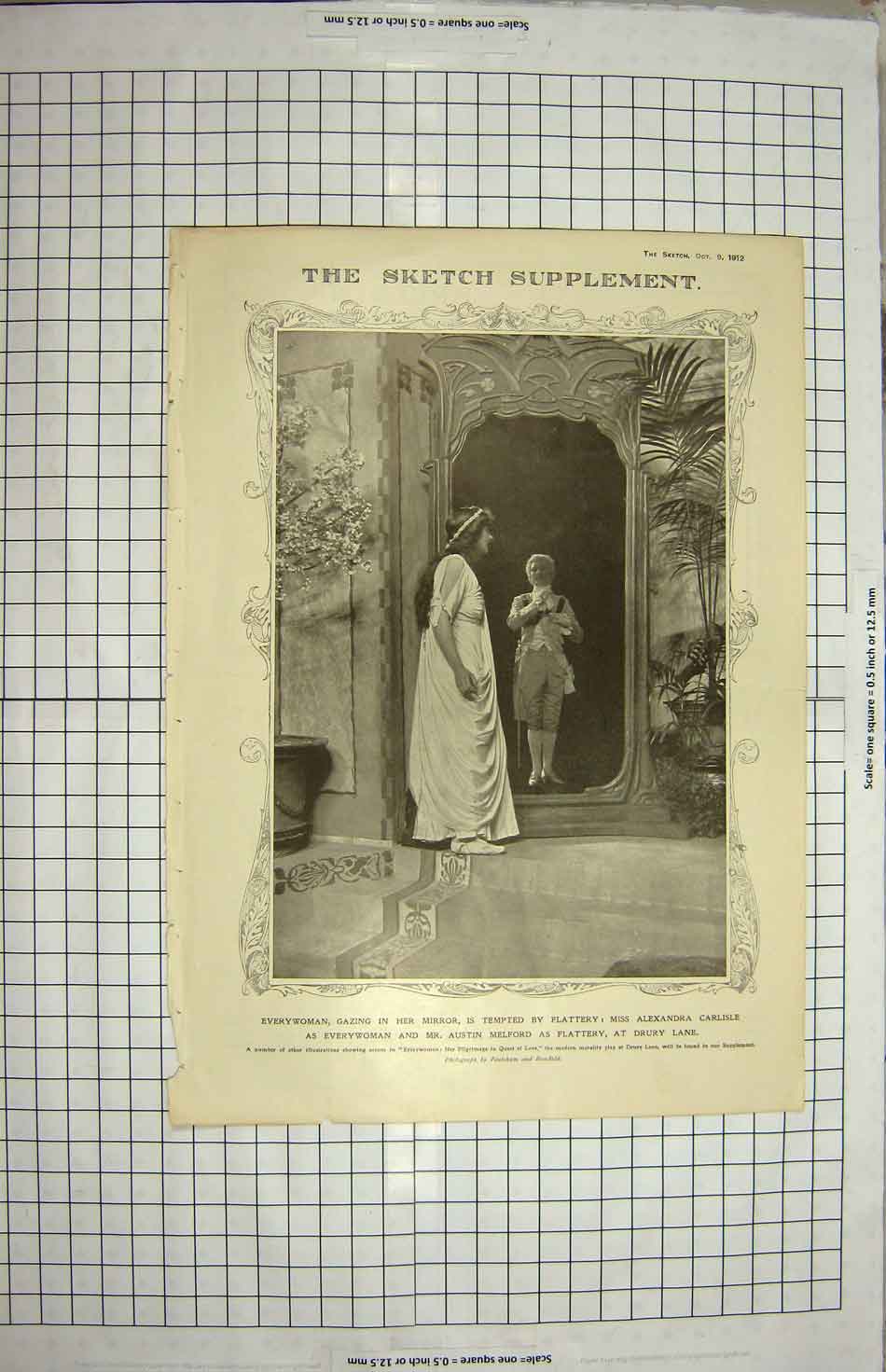 Old Antique Print 1912 Miss Alexandra Carlisle Everywoman Drury Theatre 20th
