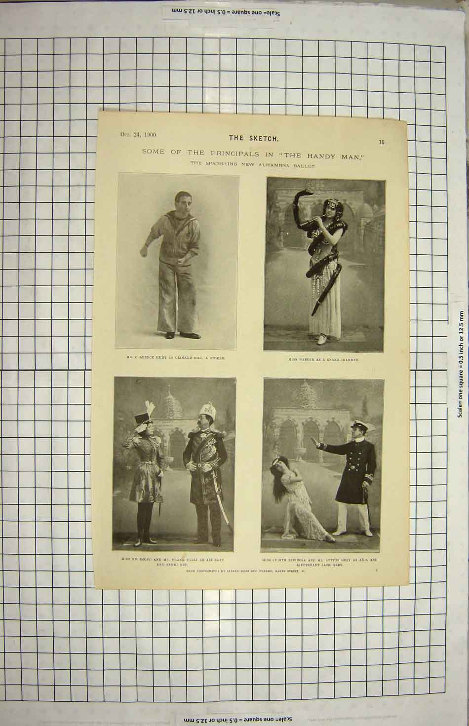 Original Old Antique Print 1900 Alhambra Theatre Ballet Hunt Webber Celli Grey
