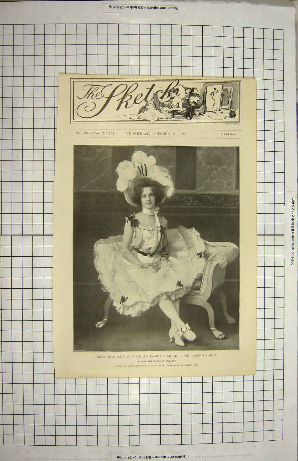 Old Antique Print 1900 Miss Mabelle Gilman Laura Lee Casino Girl Theatre 20th