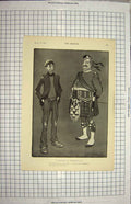 Original Old Antique Print 1900 Tom Browne Drawing Scottish Highlander Poor Man