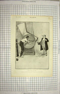 Original Old Antique Print 1900 Theatre Scene Prisoner Man Top Hat Smoking 20th