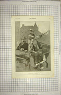 Original Old Antique Print 1900 Tom Browne Drawing Men Coach Dublin Ireland