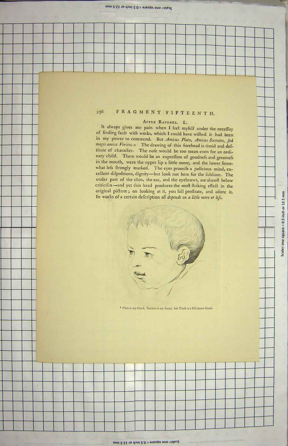 Original Old Antique Print Portrait Plato Young Boy Joseph Man Head