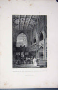 Original Old Antique Print Interior Collegiate Church Manchester Allom 1849