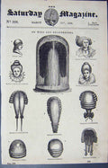Original Old Antique Print 1838 Queen Henry France Wigs Head-Dresses Roman Lady