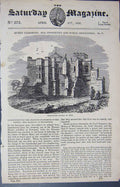 Original Old Antique Print 1838 Woodstock Castle Tower Princess Elizabeth 19th