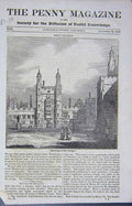 Original Old Antique Print 1833 View Quadrangle Eton College Architecture 19th