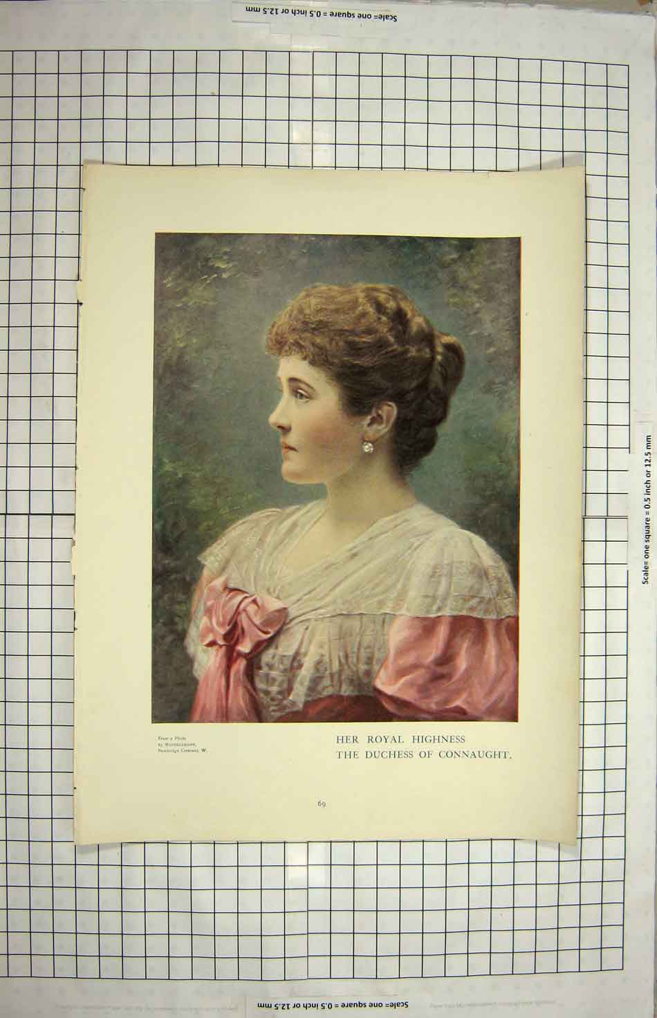 Original Old Antique Print Portrait Royal Highness Duchess Connaught Colour