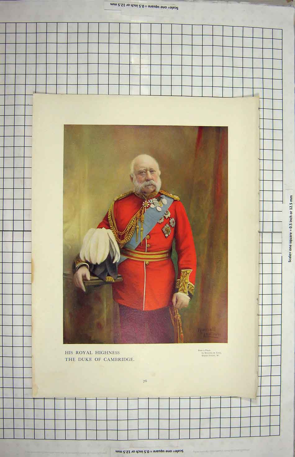 Original Old Antique Print Portrait His Royal Highness Duke Cambridge Colour