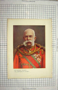 Original Old Antique Print Portrait Imperial Majesty Emperor Austria Colour