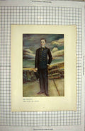Original Old Antique Print Portrait His Majesty King Spain Colour