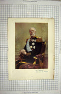 Original Old Antique Print Portrait His Majesty King Sweden Colour