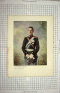 Original Old Antique Print Portrait His Imperial Highness Czarewitch Colour