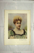 Original Old Antique Print Portrait Royal Highness Duchess Aosta Colour