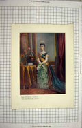 Original Old Antique Print Colour Portrait Her Imperial Majesty Empress Japan