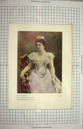Original Old Antique Print Portrait Her Majesty Dowager Queen Margherita Italy