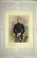 Original Old Antique Print Portrait Royal Highness Crown Prince Germany Colour
