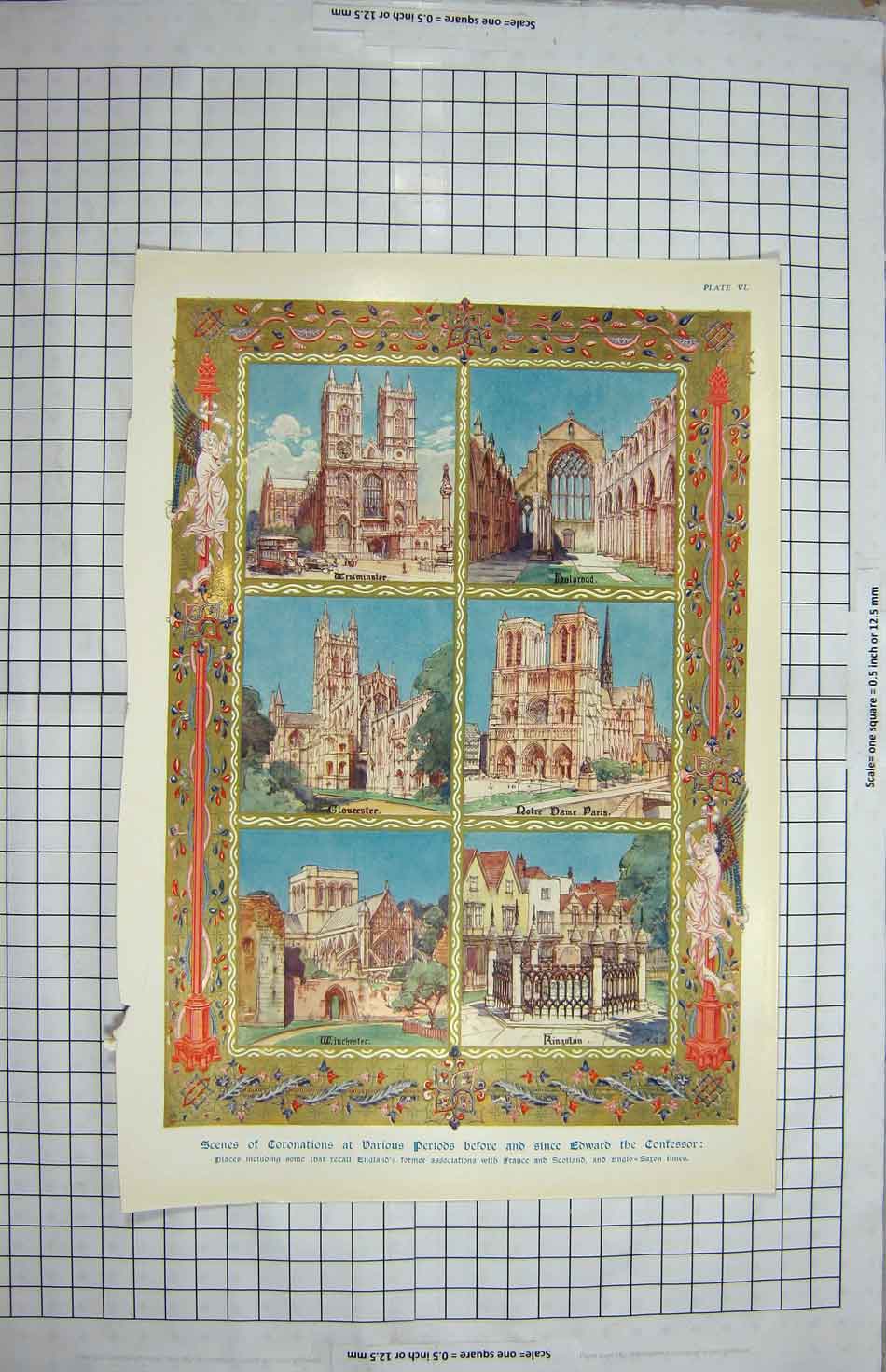 Old Antique Print Westminster Gloucester Notre Dame Winchester Kingstown 19th