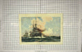 Original Old Antique Print Colour War Battle Ship Target Practice Colour 20th