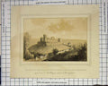 Original Old Antique Print Ruines Du Chateau Castle Village Buildings