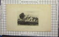 Original Old Antique Print Broxbourn Hertfordshire Church Water