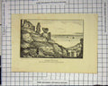 Original Old Antique Print Hastings Castle Priory Ocean Buildings