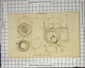Original Old Antique Print Clock Making Wheels Hands Roman Numerals