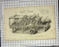 Original Old Antique Print Ing Double Cylinder Machine