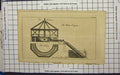 Original Old Antique Print The Water Engine Plans Design Pumps