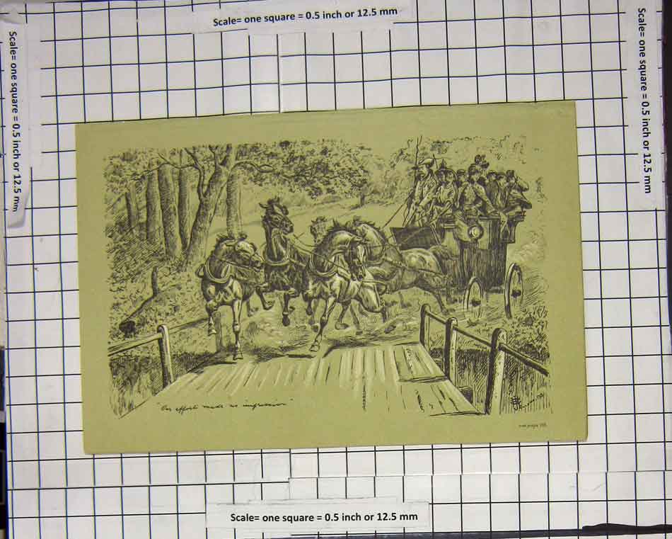 Original Old Antique Print Horse Cart Bridge Forest C. Bradley