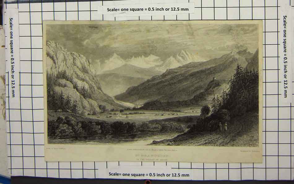 Original Old Antique Print St Bran Chier Mountains Forest