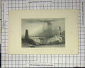 Original Old Antique Print Road Across Plain Waterloo Stone Pillars