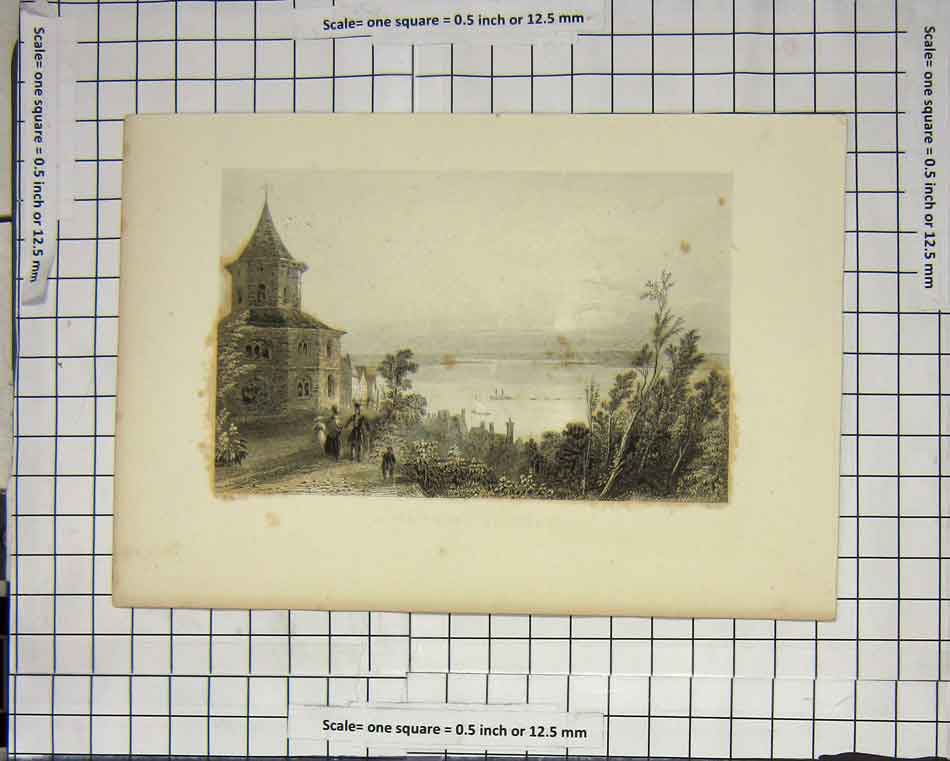 Original Old Antique Print View From Nymwegen Netherland Dutch