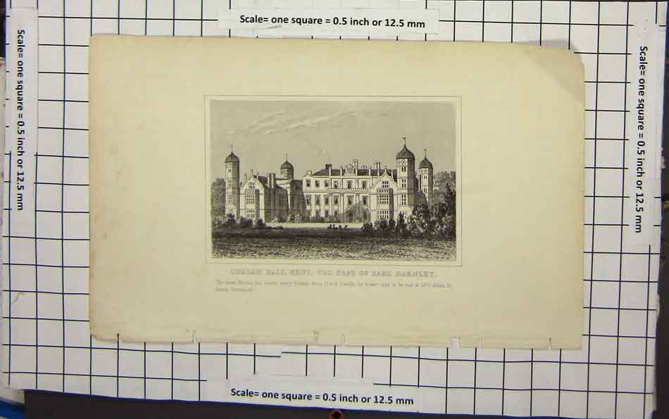 Original Old Antique Print Cobham Hall Kent Earl Darnley