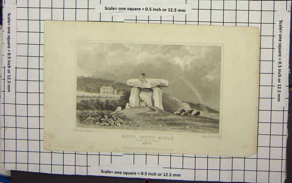 Original Old Antique Print Kitts Cotty House Kent Aylesford 18th Century