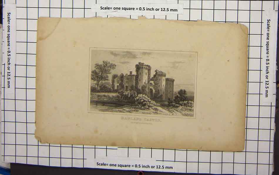 Original Old Antique Print Ragland Castle Monmouthshire 18th Century
