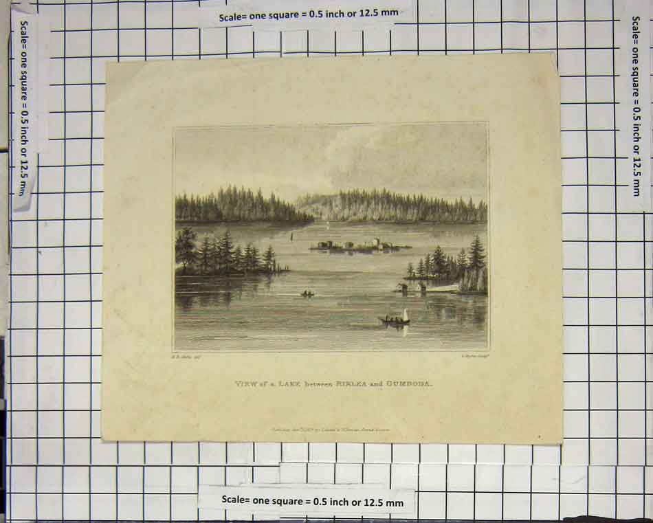 Original Old Antique Print View Lake Between Riklea And Gumboda 18th Century