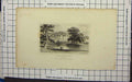 Original Old Antique Print Strathfieldsay Hampshire River Fishing 19th Century