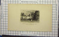 Original Old Antique Print Birth-Place Cowper Te Poet Forest Smoke Victorian