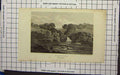 Original Old Antique Print Park-Place Berkfhire Cows Trees Manor 19th