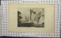 Original Old Antique Print Ludlow Castle Shropshire Bridge