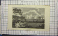 Original Old Antique Print Bothall Castle Northhuberland Tree Farming